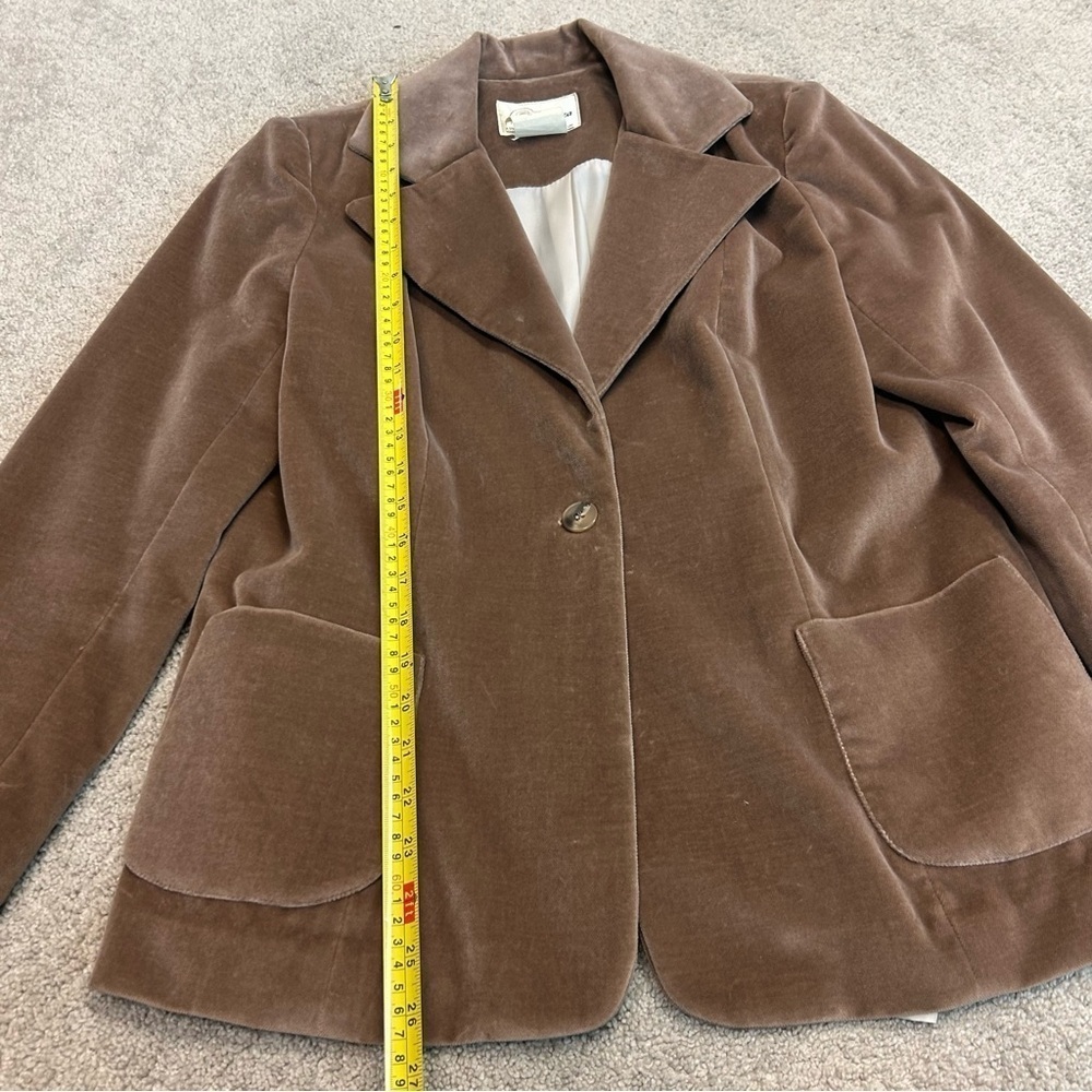 Perruzza vintage camel tan brown velvet single breasted blazer jacket🇨🇦 - Picture 8 of 11
